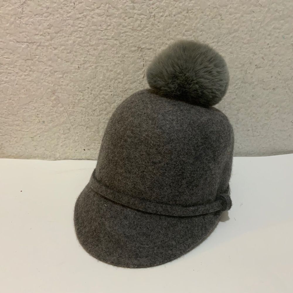 Zara Gray Riding Hat with Pom